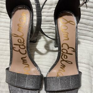 Sam Edelman Black and Gray Checkered Heels